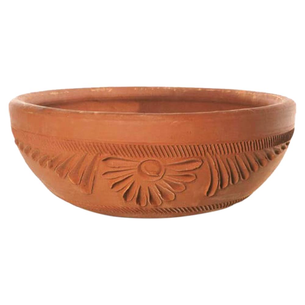 Rustic Terra Cotta Low Bowl 15.5in 