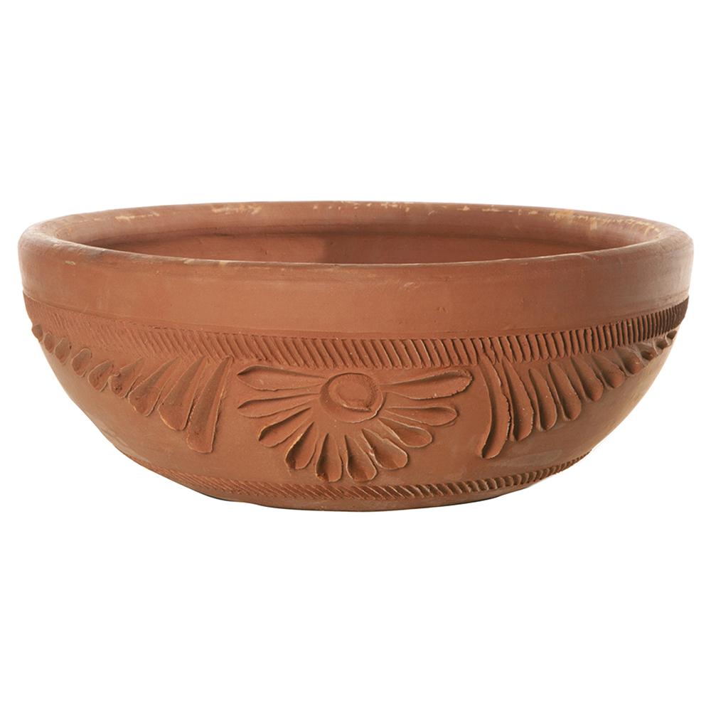 Rustic Terra Cotta Low Bowl 17.5in 