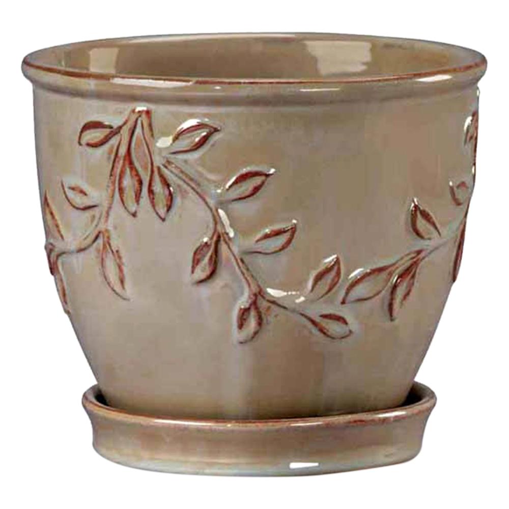 Vine Rim Planter Cafe Au Lait 7.5in 