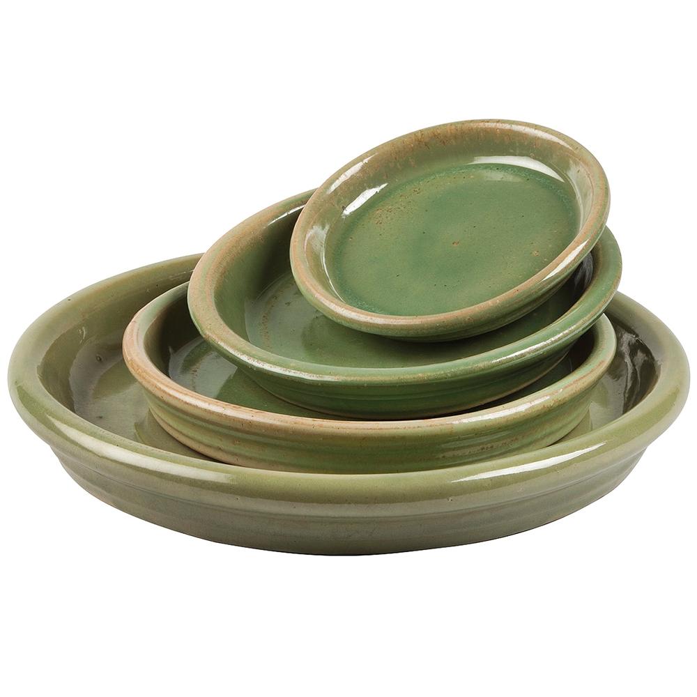 Fully Glazed Saucers Ice Green 16.25in 