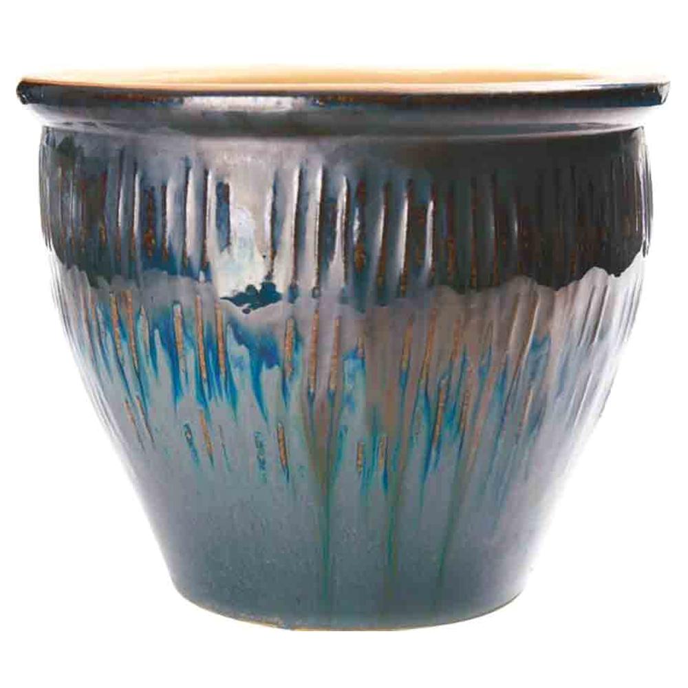 Etched Patio Pot Reflecting Chi 8.5in 