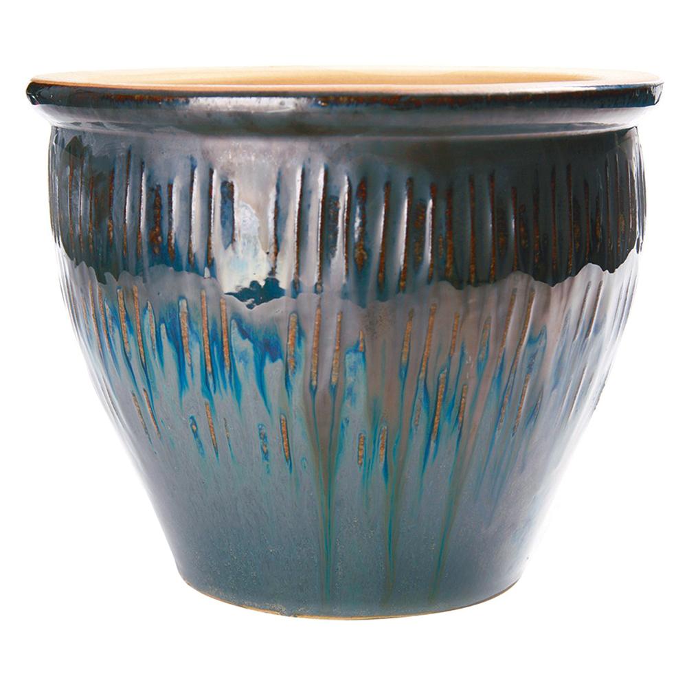 Etched Patio Pot Reflecting Chi 15in 