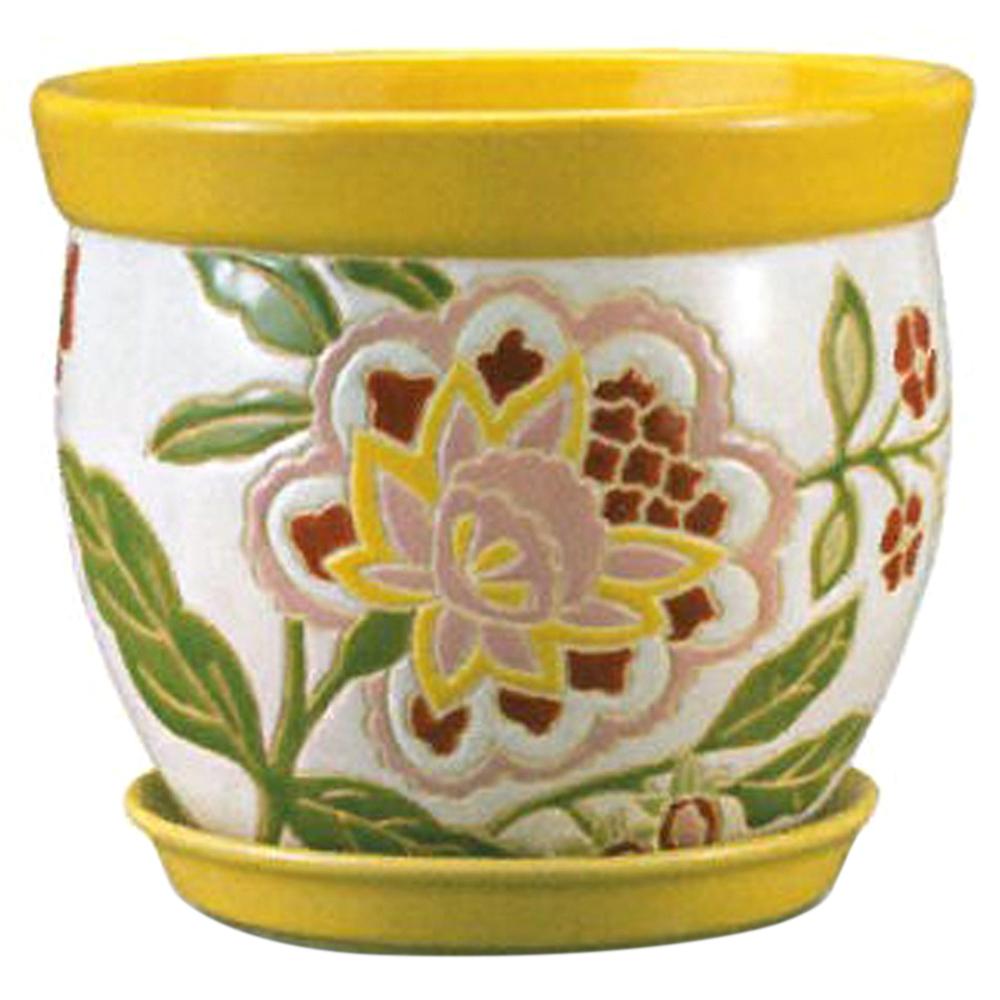 Rainbow Floral Pot Lemon Drop 8in 