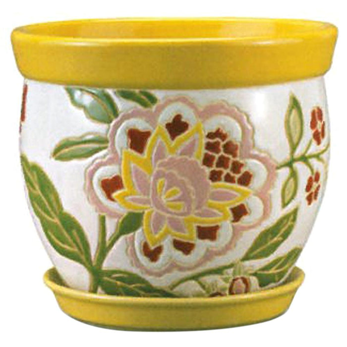 Rainbow Floral Pot Lemon Drop 8in 