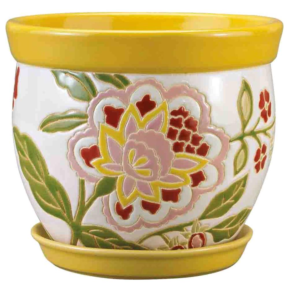 Rainbow Floral Pot Lemon Drop 6in 