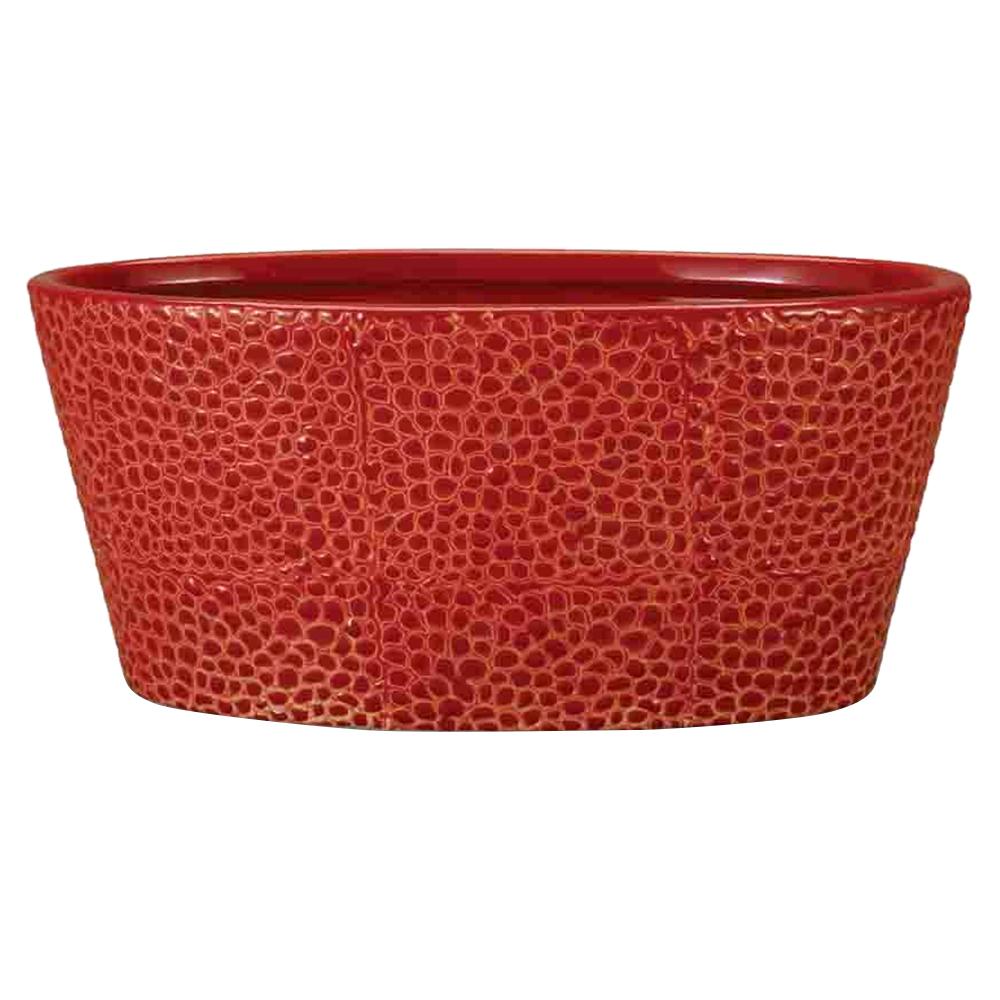 Crocodile Oval Pot Red Hot 10.5in 