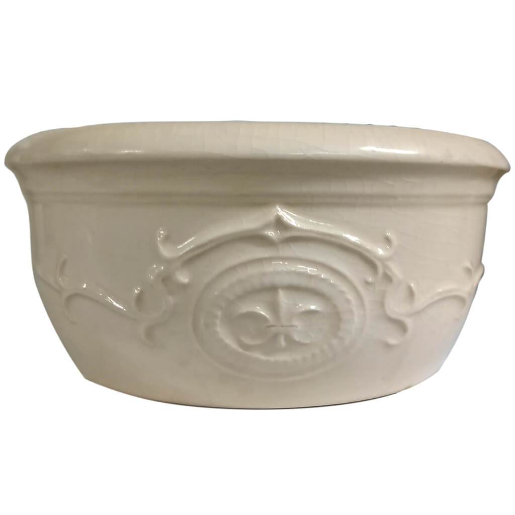 Nep Carvd Stn Damask Bowl Creme