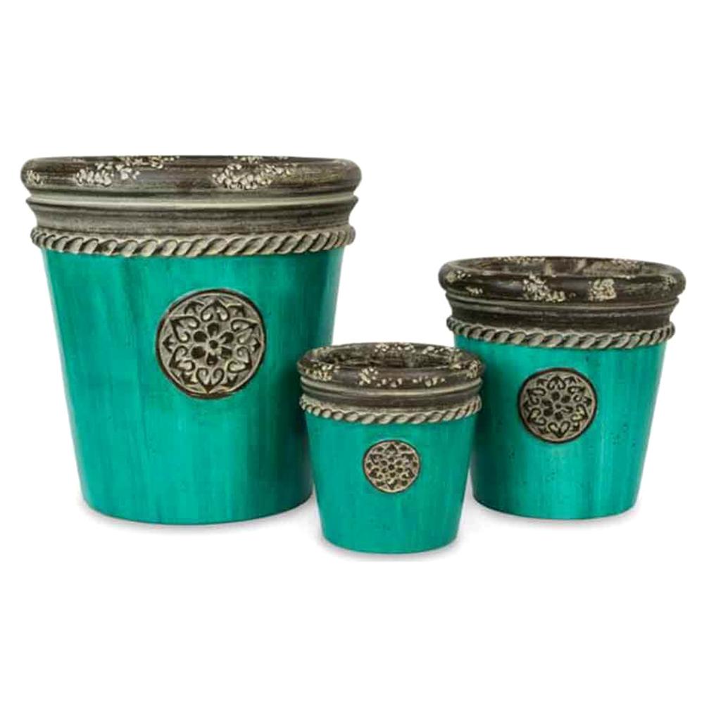 Jade Medallion Planter Set of 3 