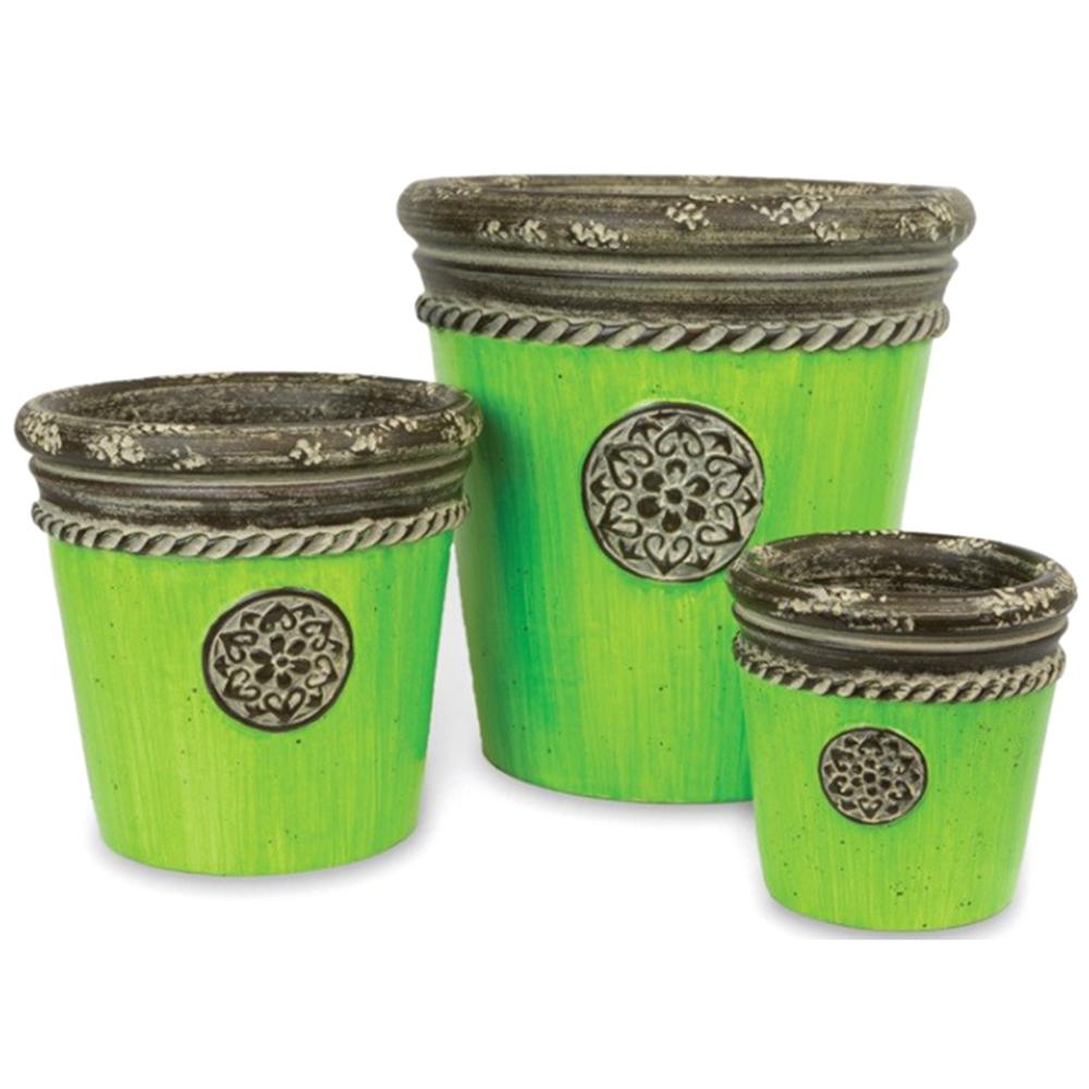 Lemon Grass Medallion Planter Set of 3 