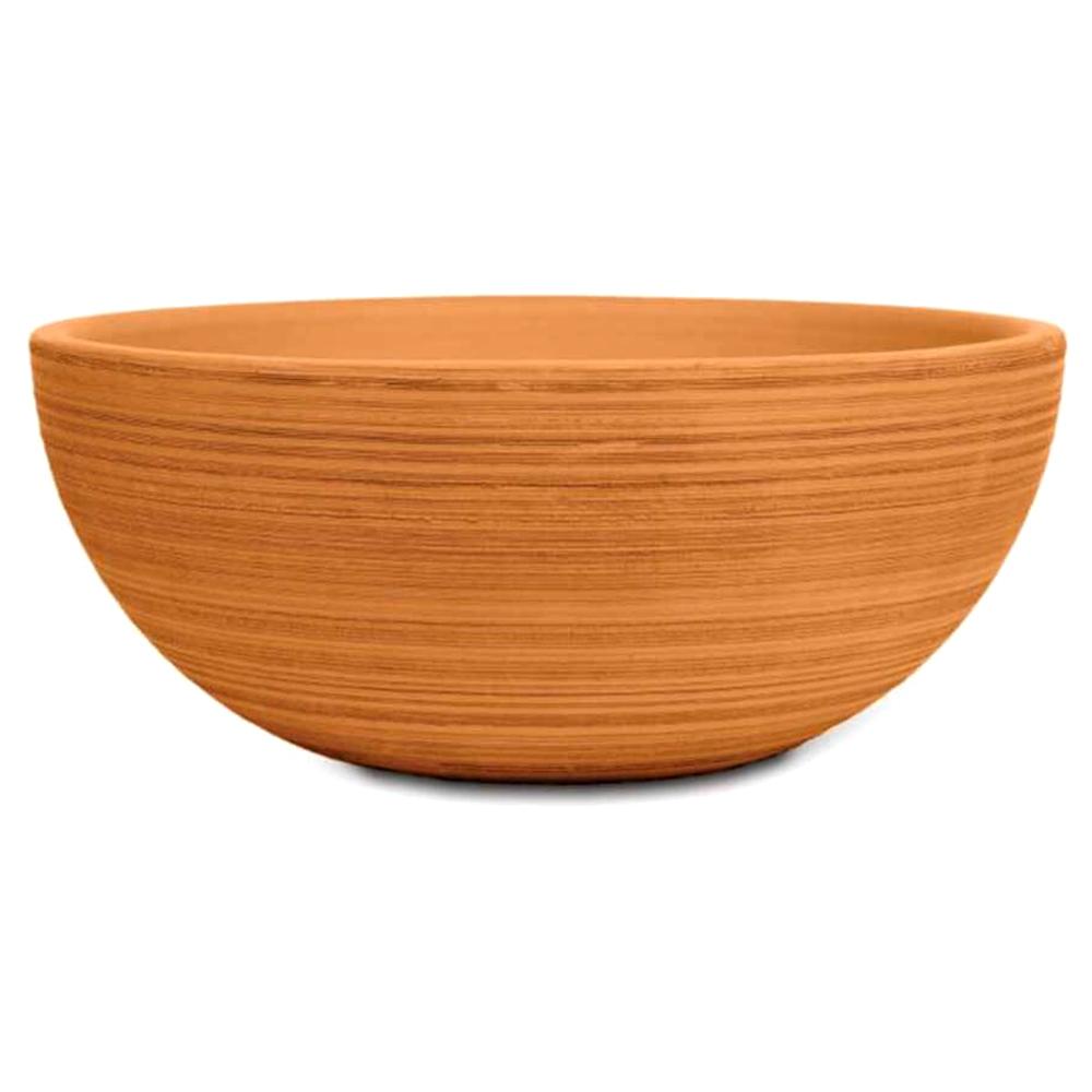 Terra Cotta Scratched Low Bowl 13.4in 