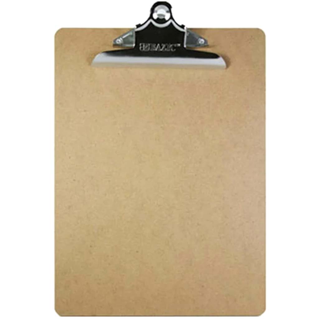 Standard Size Hardboard Clipboard with Sturdy Spring Clip 