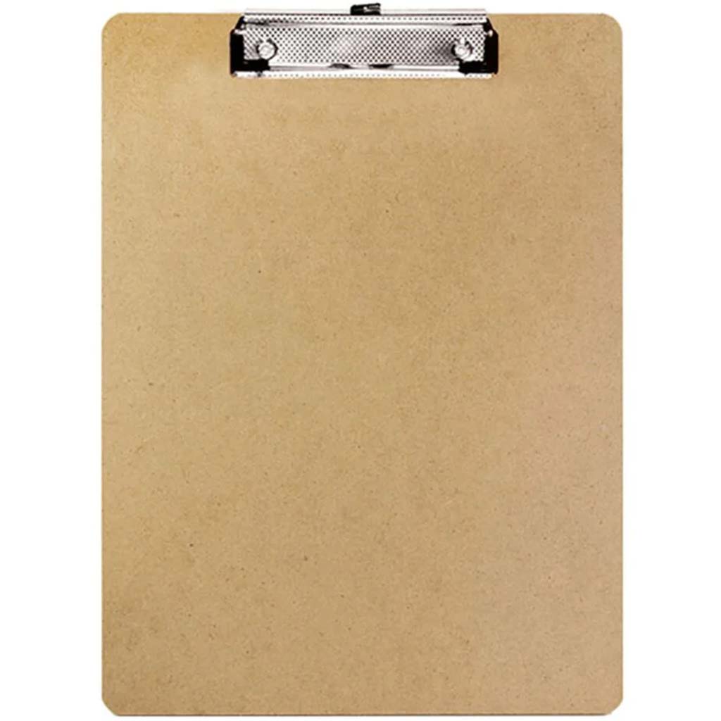 Standard Size Hardboard Clipboard with Low Profile Clip 