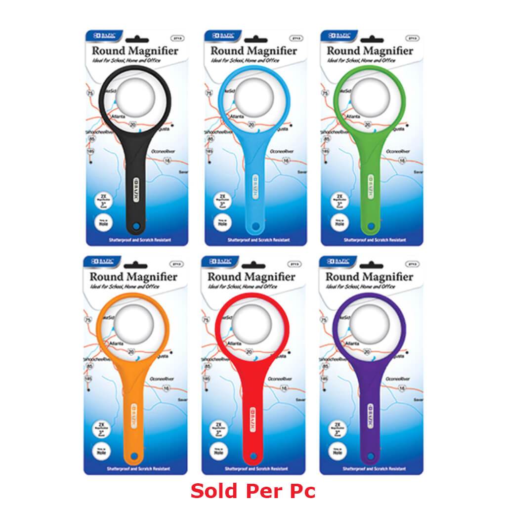 2x Handheld Magnifier Round Assorted Color 3in