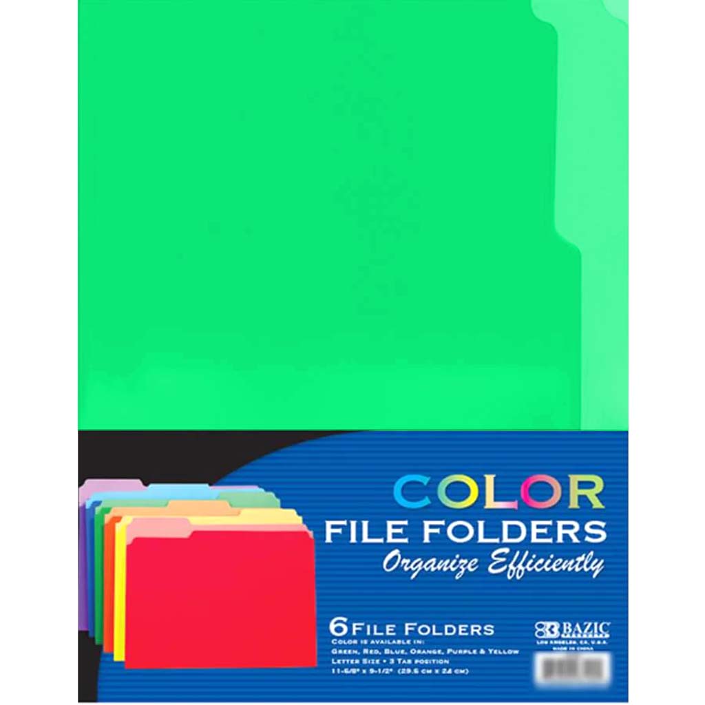 Bazic File Folder Color 1/3 Cut Letter Size