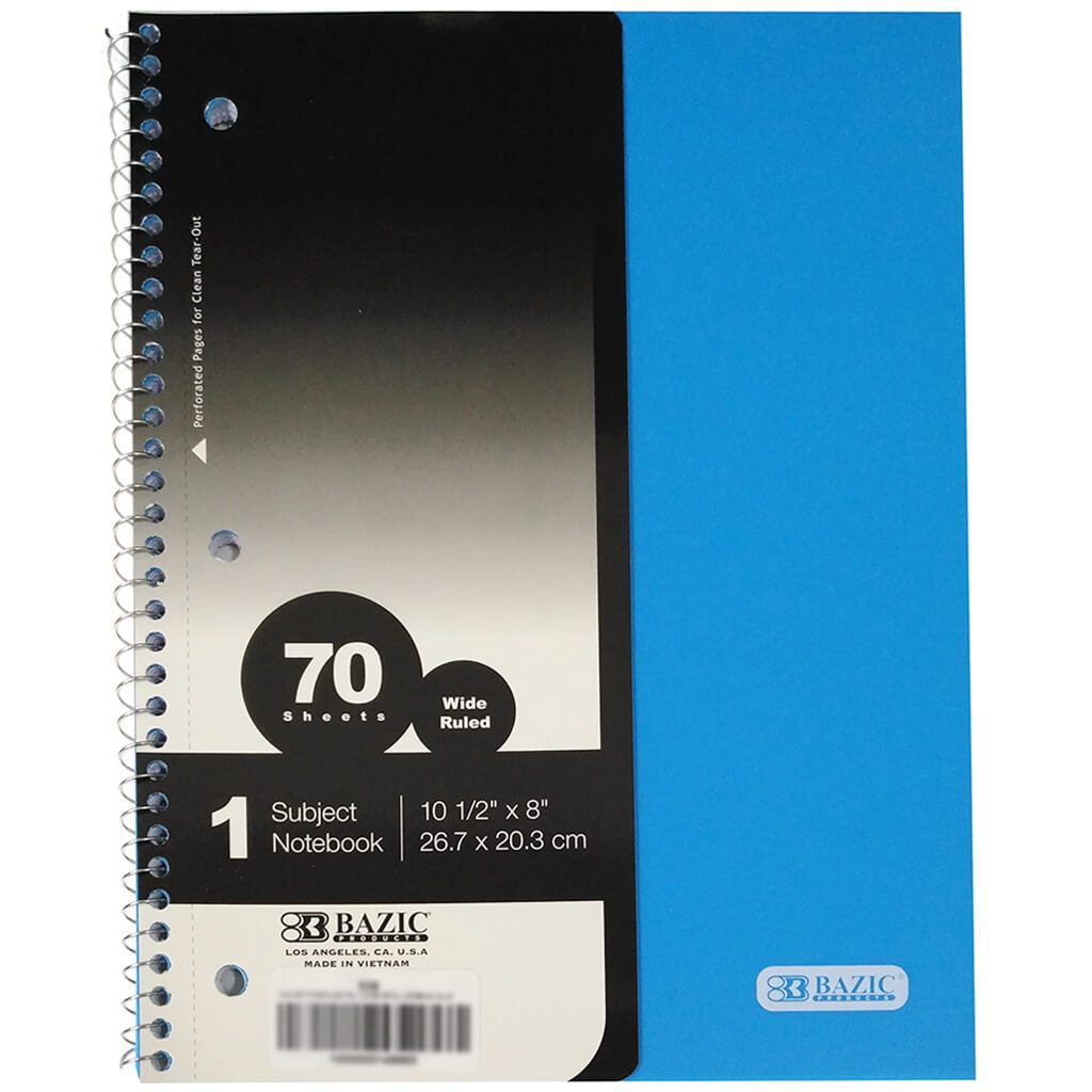 1-Subject Poly Cover Spiral Notebook 70ct