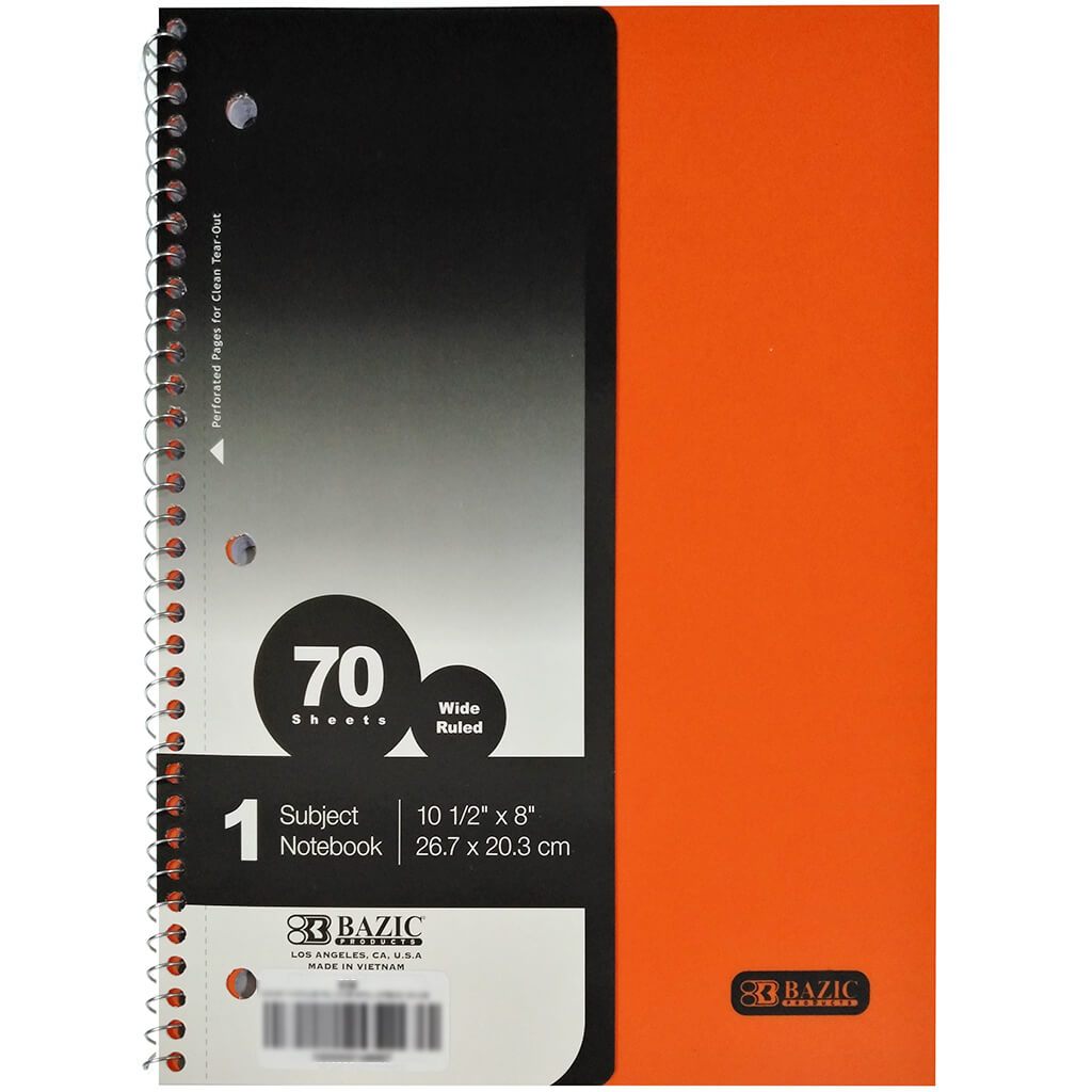 1-Subject Poly Cover Spiral Notebook 70ct