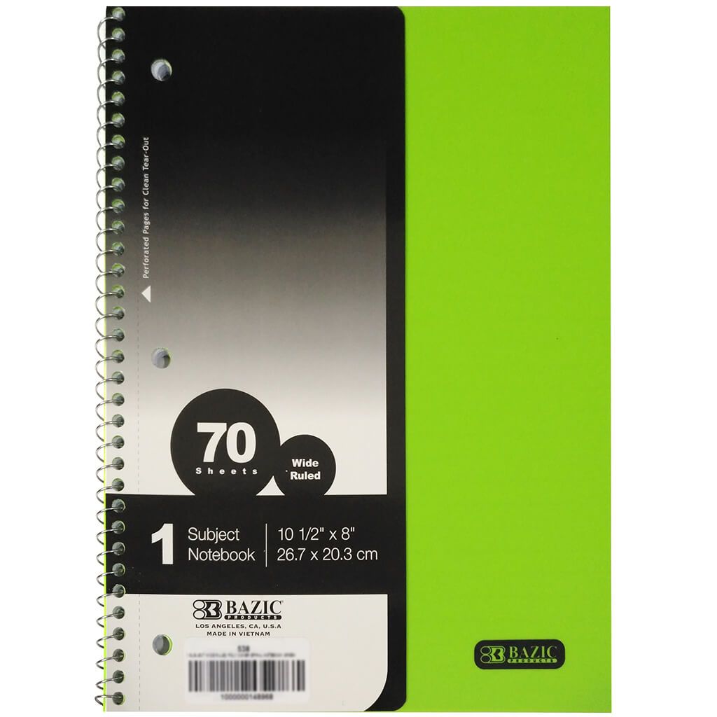 1-Subject Poly Cover Spiral Notebook 70ct