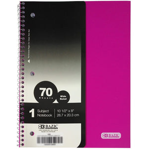 1-Subject Poly Cover Spiral Notebook 70ct