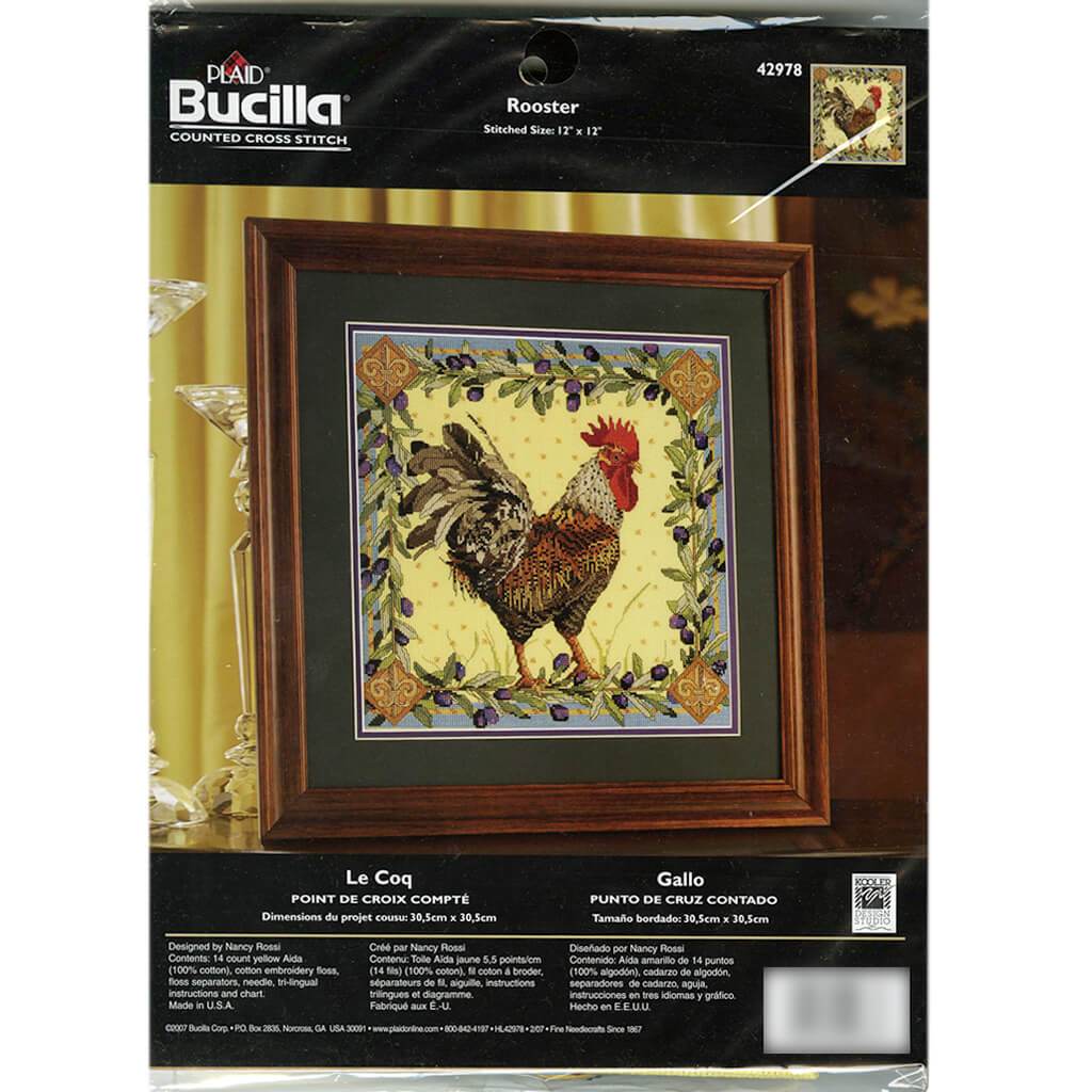 Rooster Counted Cross Stitch Kit 12.5in x 12.5in 14 Count