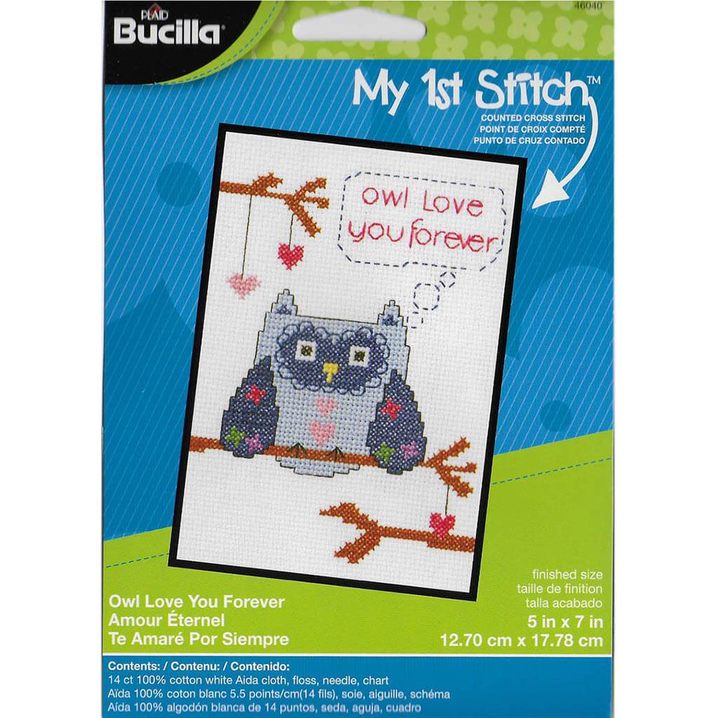 My 1st Stitch Owl Love You Mini Counted Cross Stitch Kit 5in x 7in 14 Count