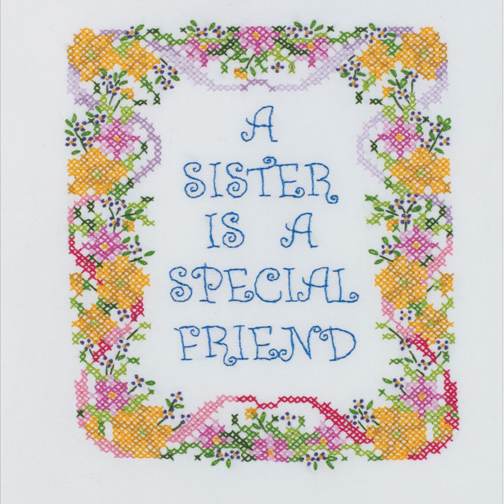 Bucilla Stamped Cross Stitch Kit 7in x 9in A Sister Is A Special Friend