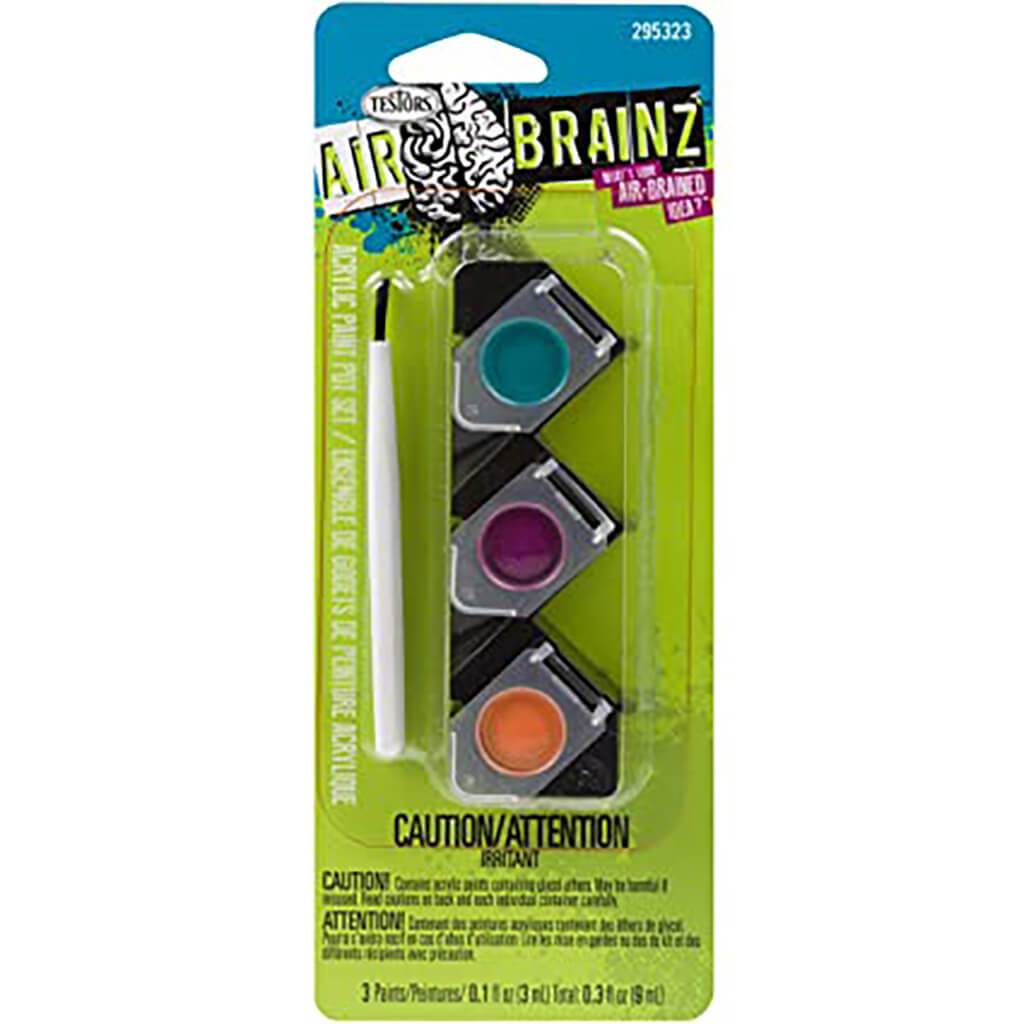 Airbrainz Acrylic Paint Pot Set 3 Colors Blue Yellow Red