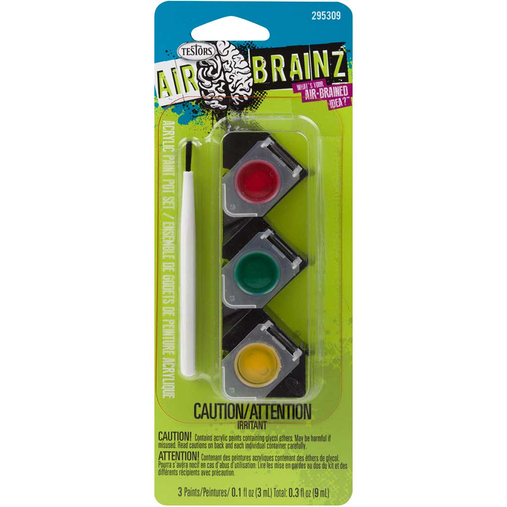 Airbrainz Acrylic Paint Pot Set 3 Colors Black White Silver