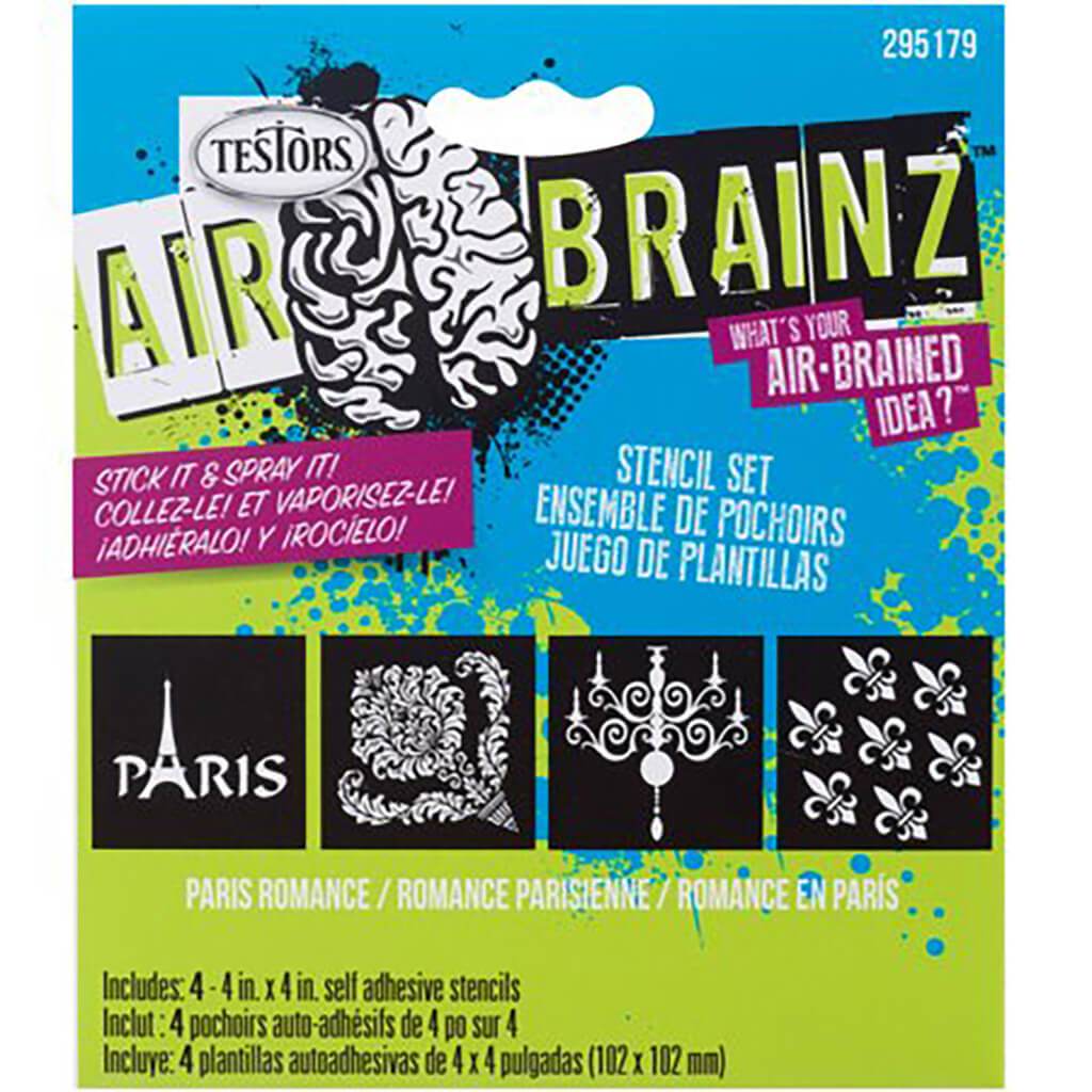 Airbrainz Stencil Set Paris Romance 4in x 4in