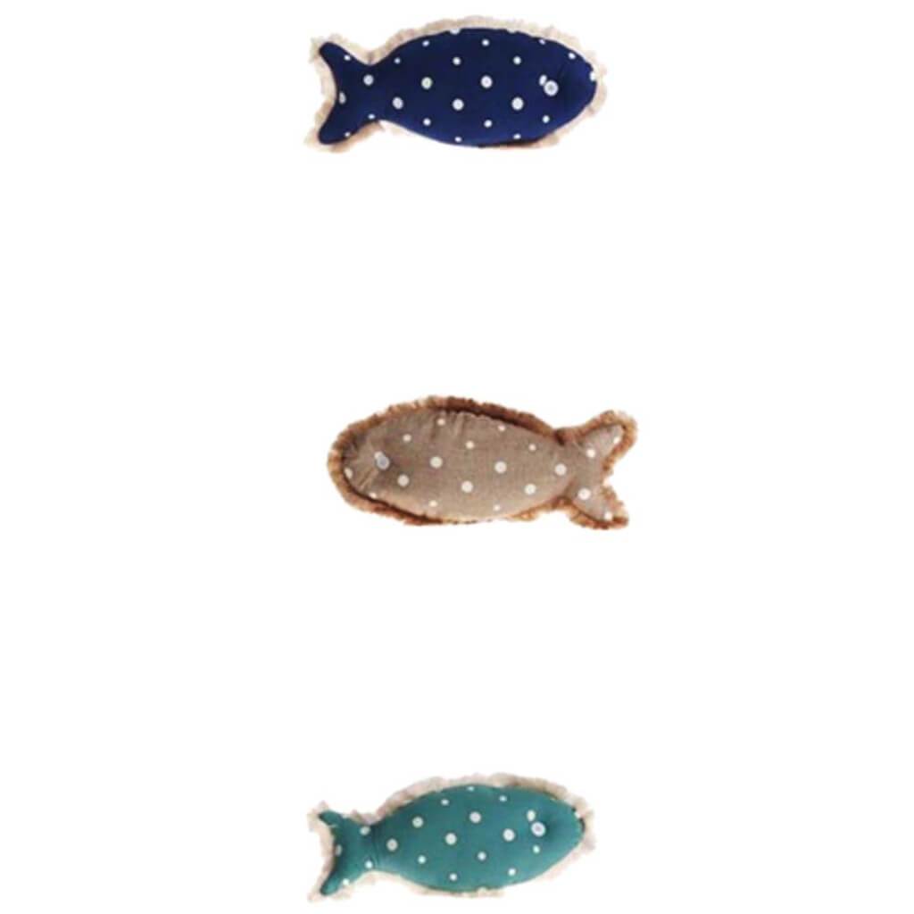 Burlap/Canvas Fish Dots Pil 