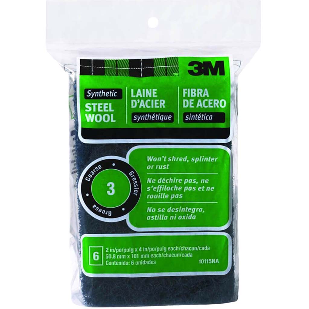 Synthetic Steel Wool Pads Coarse #3 6Pads 