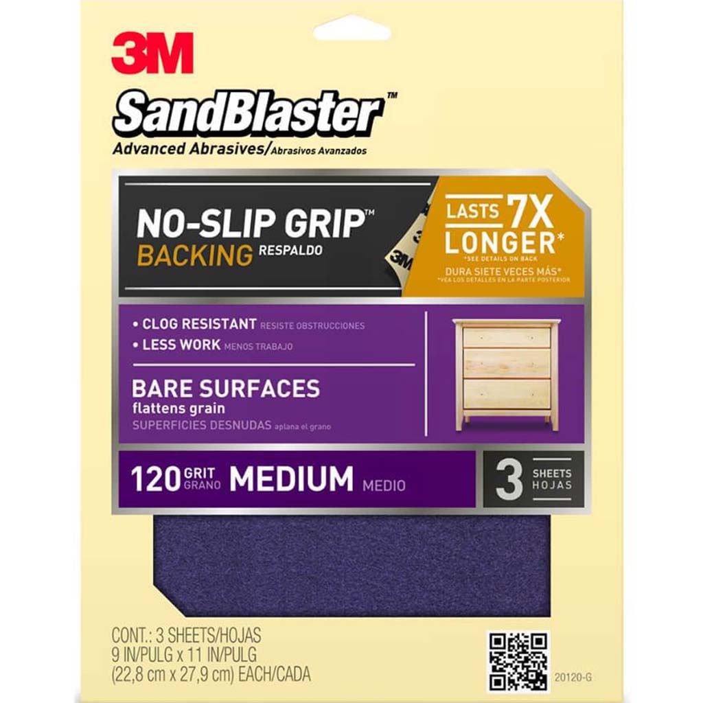 SandBlaster Bare Surfaces Sandpaper 120 Grit 9in x 11in 