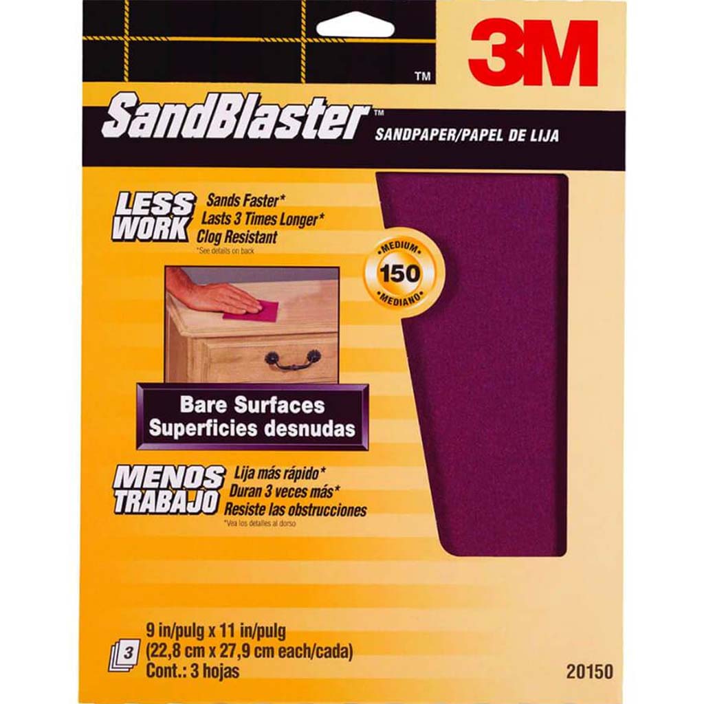 SandBlaster Bare Surfaces Sandpaper 150 Grit 9in x 11in 