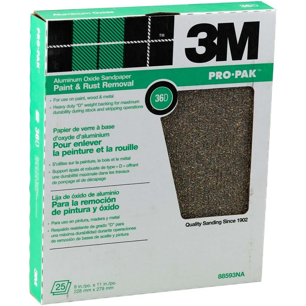 Aluminum Oxide Sheets for Paint and Rust Removal 36D 9in x 11in 25ct 