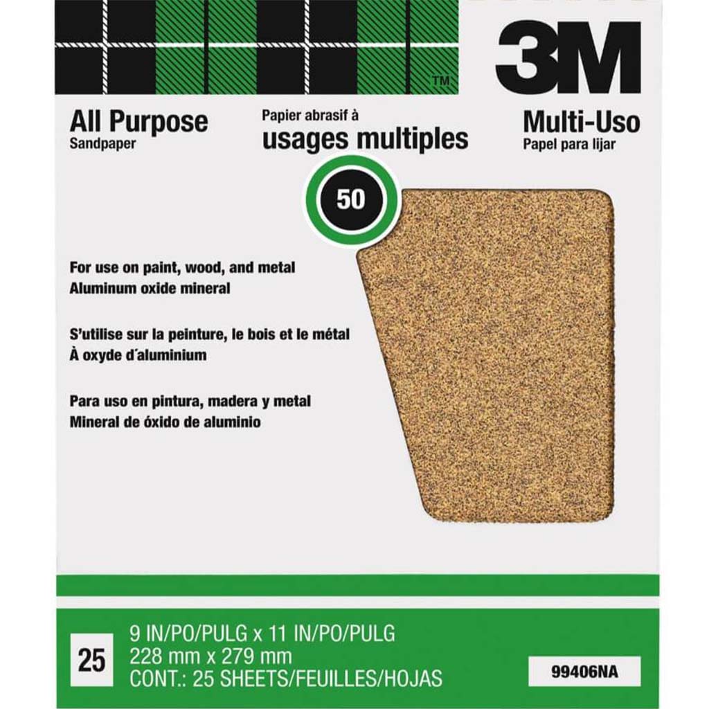 Aluminum Oxide Sandpaper 50 Grit 11in x 9in 