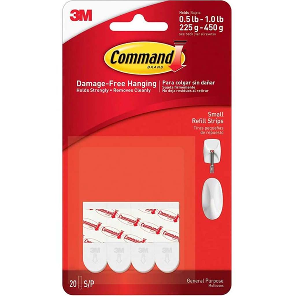 Command Refill Strips White Small 20 Strips 