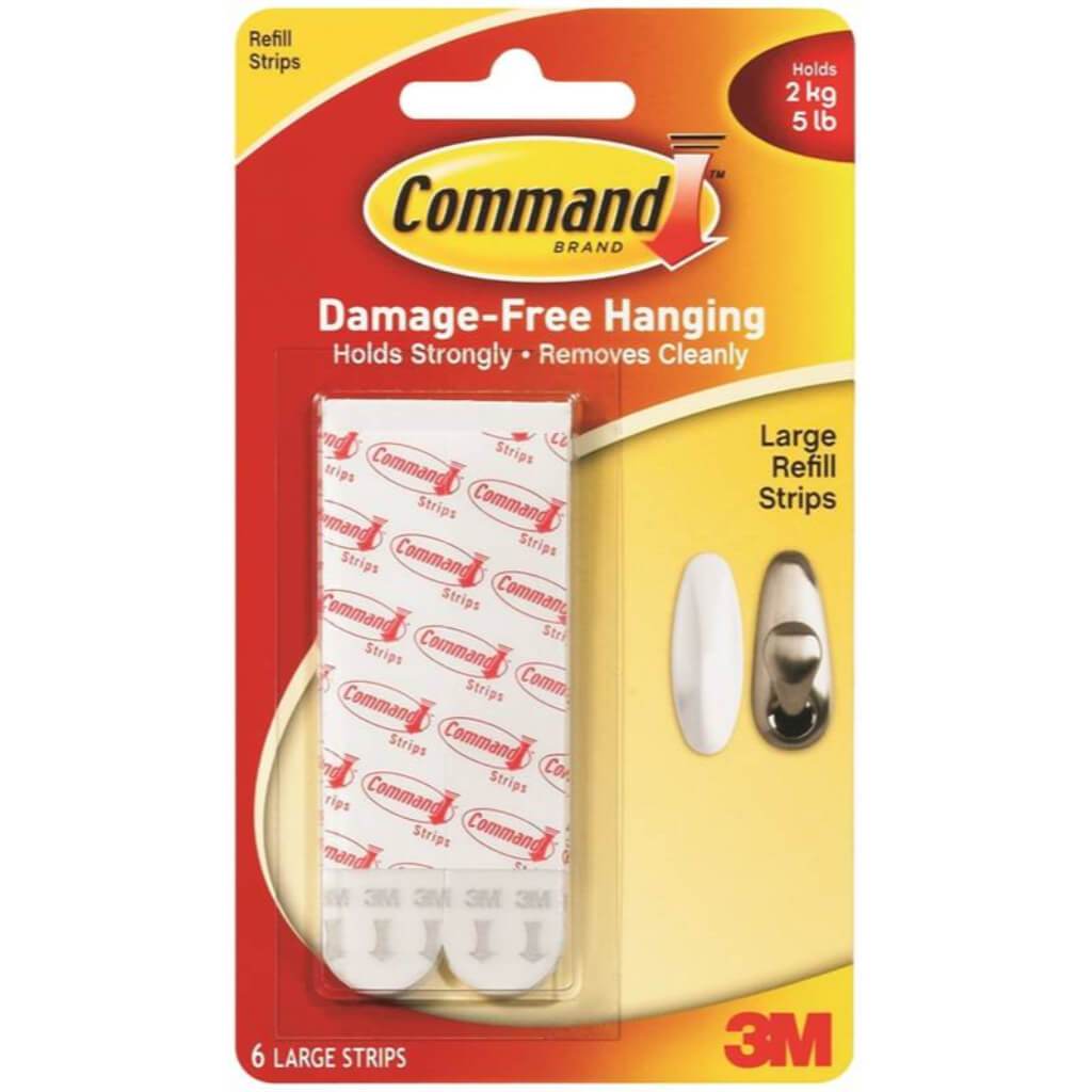 3M COMMAND Mounting Strips Large Pack of 6