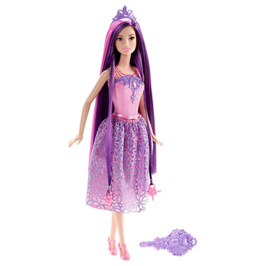 princess barbie purple dress barbie endless hair kingdom princess doll pink/purple