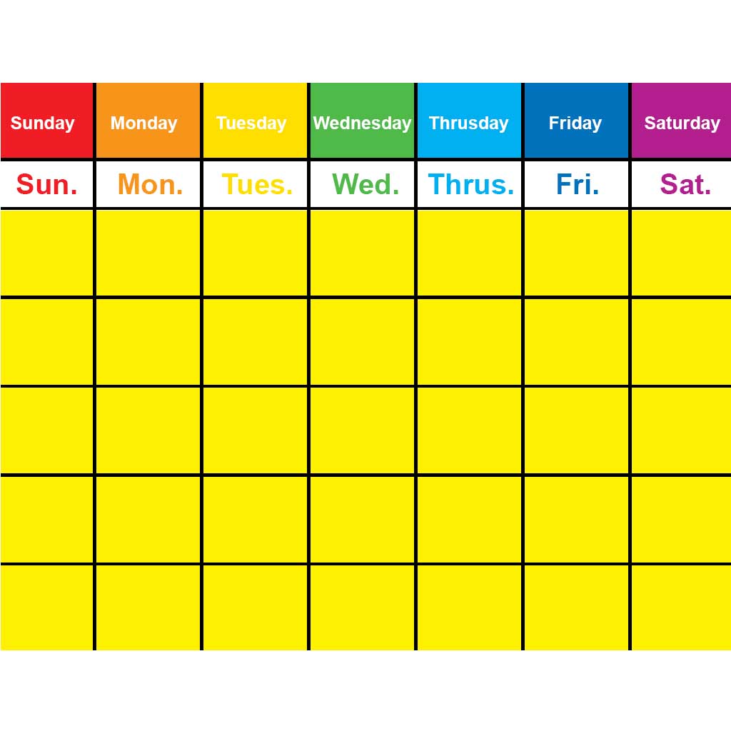 Write-On/Wipe-Off Colorful Calendar Chart 