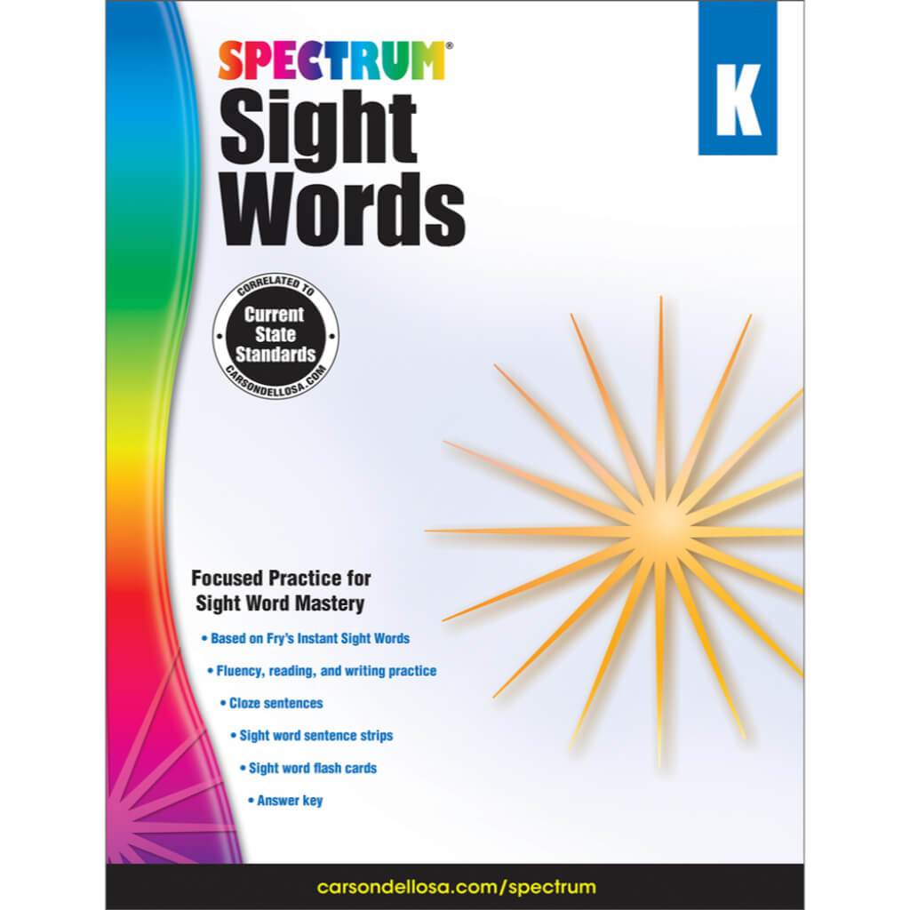Spectrum Sight Words Workbook Grade K 