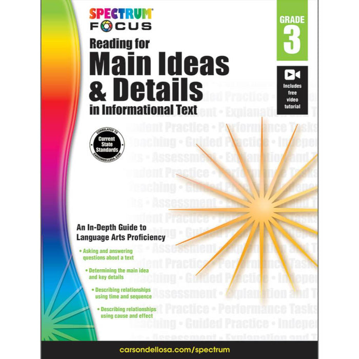 Spectrum Focus: Reading For Main Ideas & Details In Informational Text Workbook Grade 3 