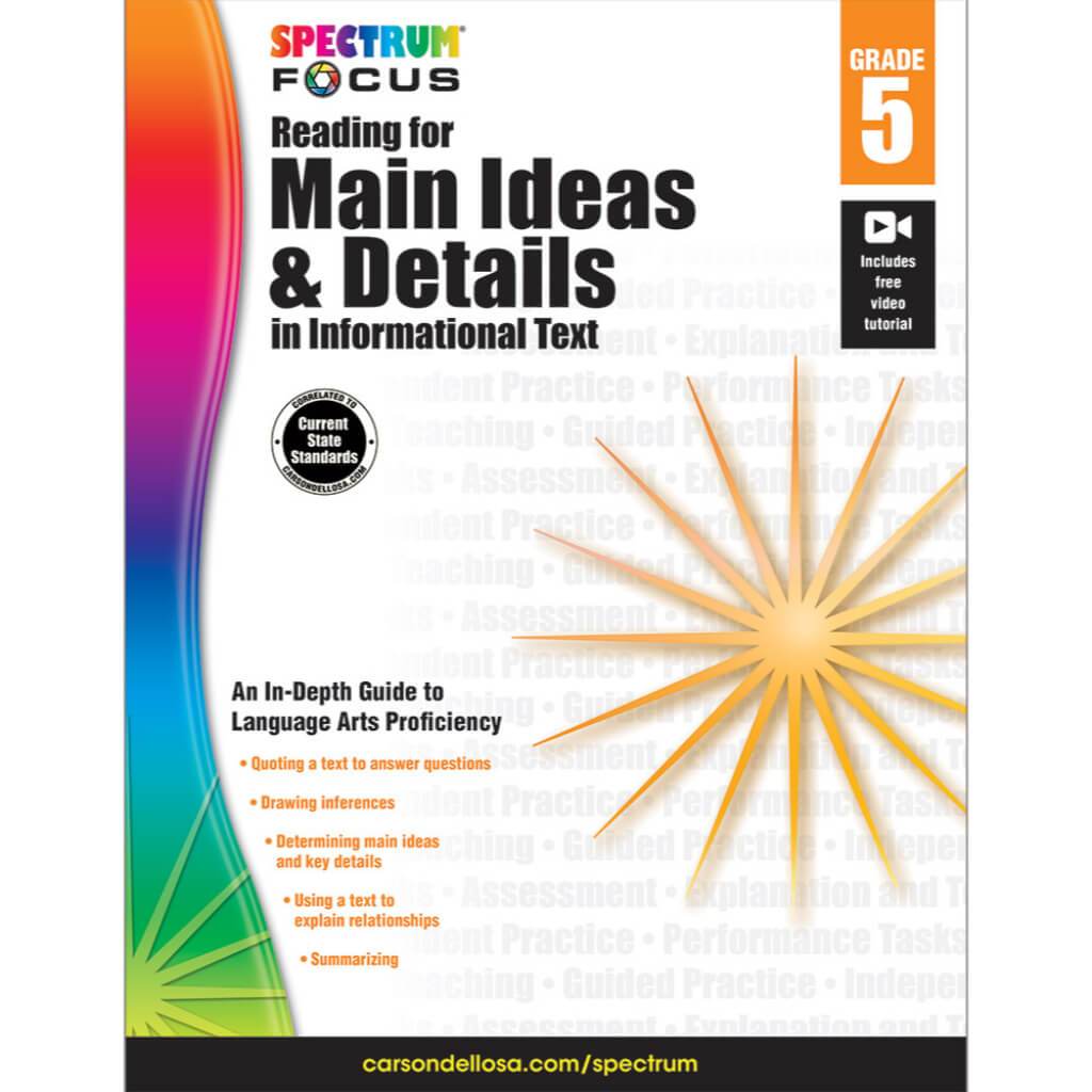 Spectrum Focus: Reading For Main Ideas And Details In Informational Text Workbook Grade 5 