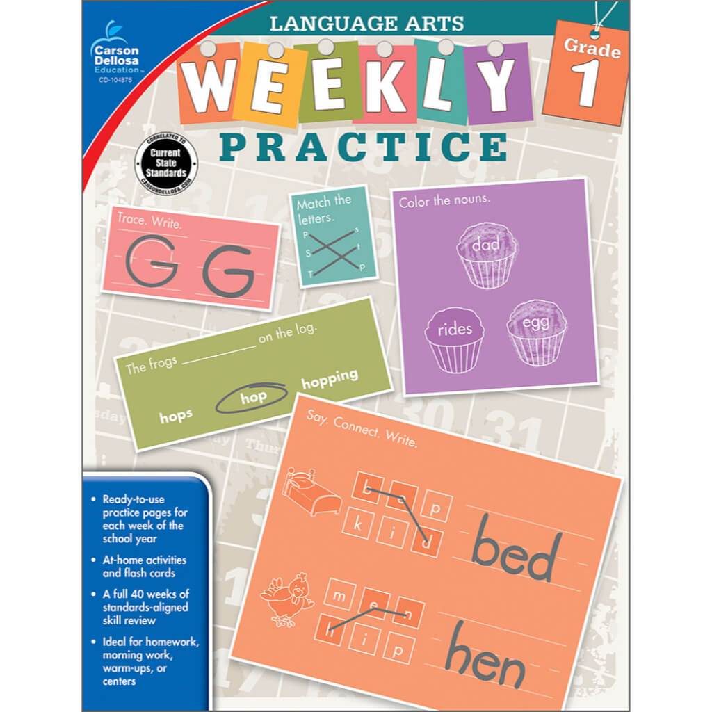 Weekly Practice Language Arts Workbook Grade 1 