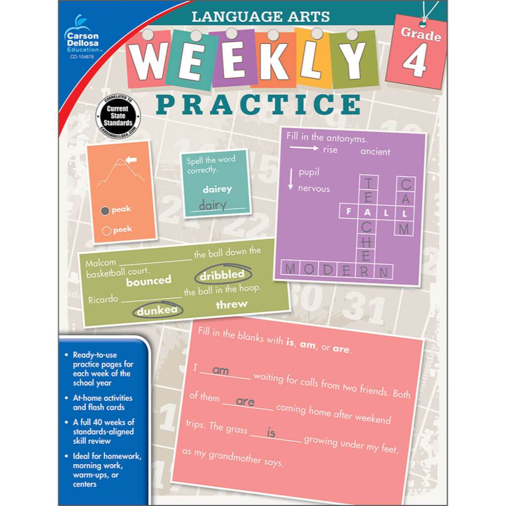 Weekly Practice Language Arts Workbook Grade 4 