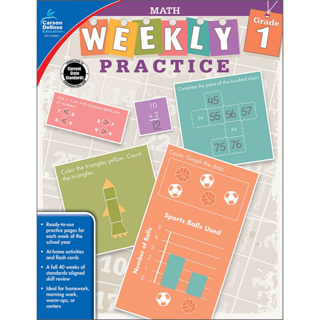 Weekly Practice Math Workbook Grade 1 