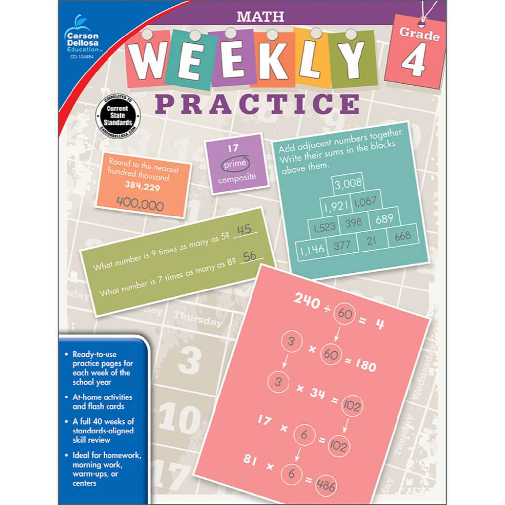 Weekly Practice Math Workbook Grade 4 