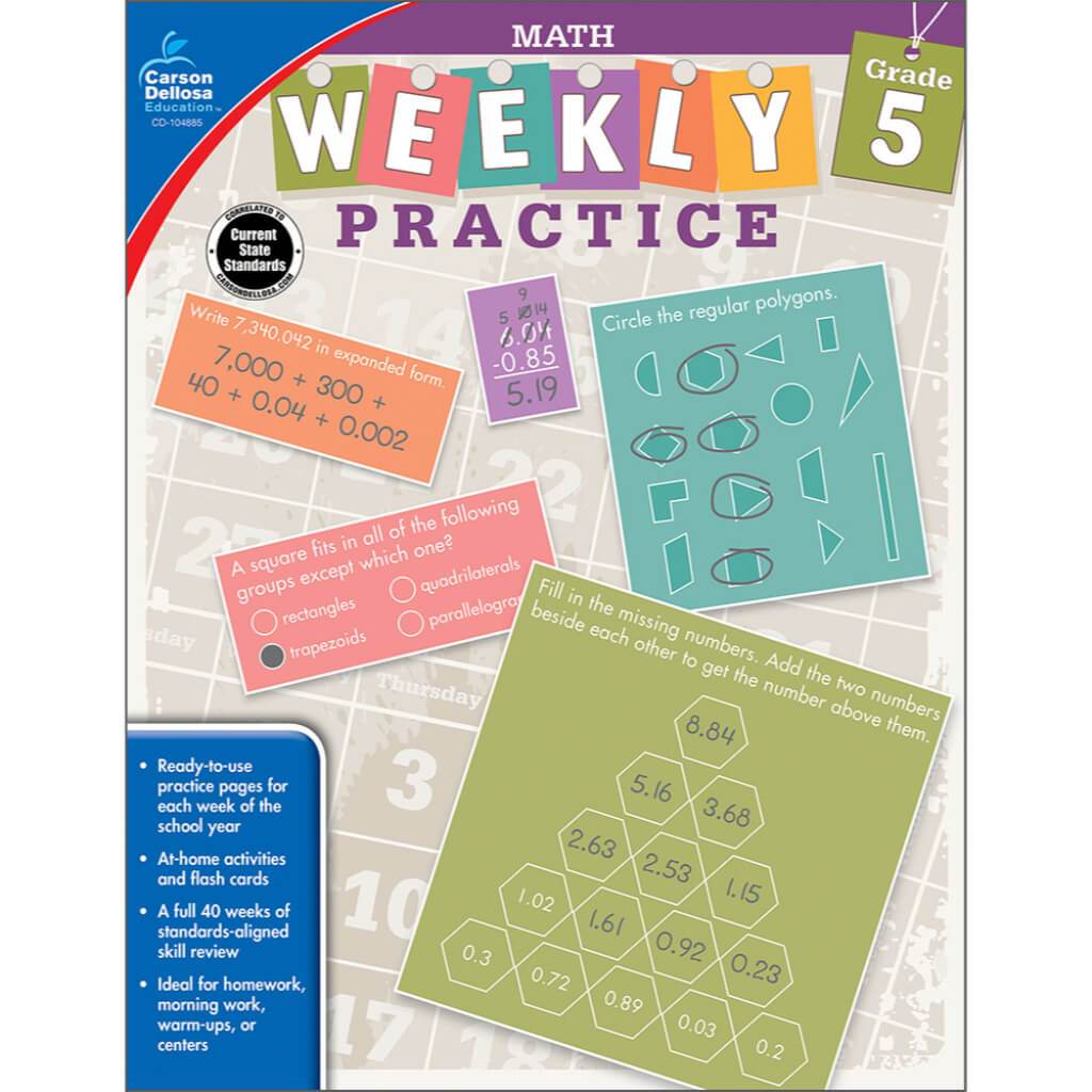 Weekly Practice Math Workbook Grade 5 