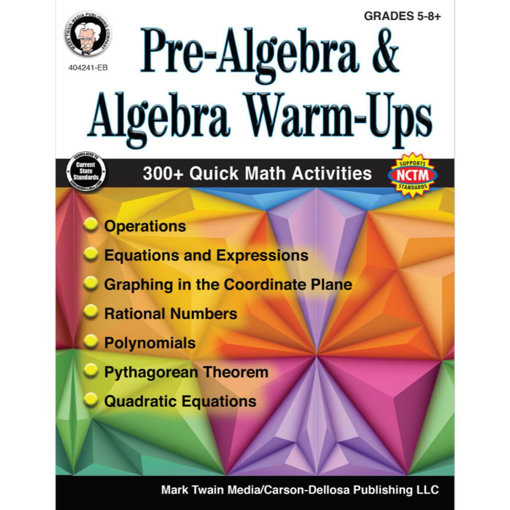 Prealgebra And Algebra Warmups Resource Book Grade 5+ 