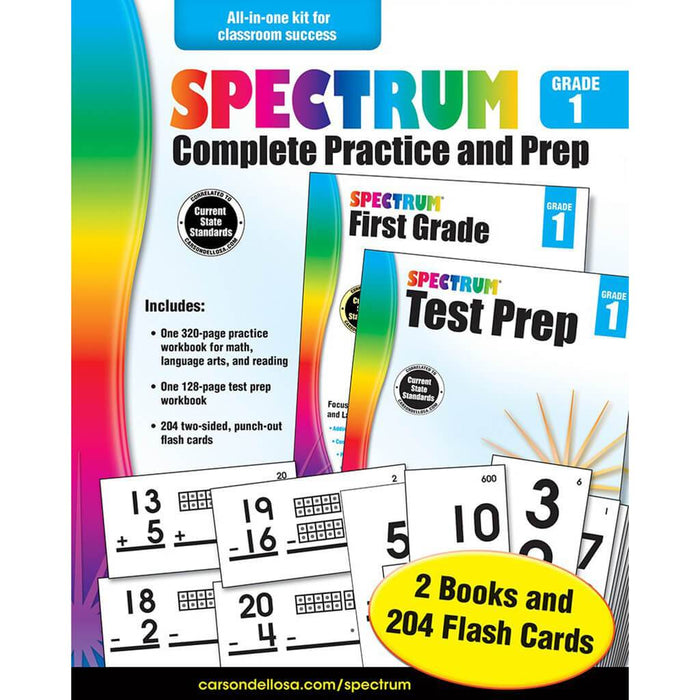 Spectrum Complete Practice Prep Workbook & Flash Cards Grade 1