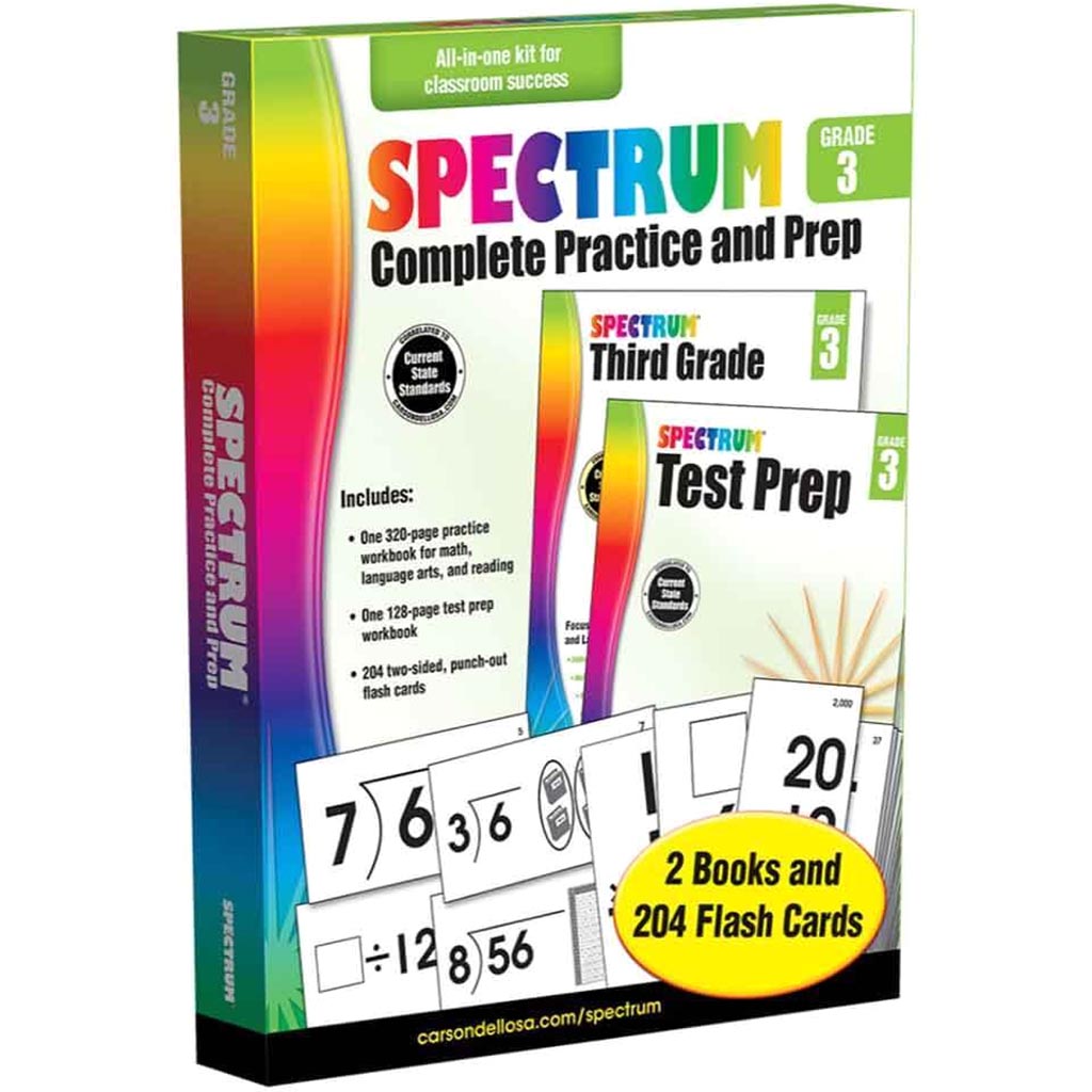 Spectrum Comprehensive Practice Prep Workbook &amp; Flash Cards Gr.3 