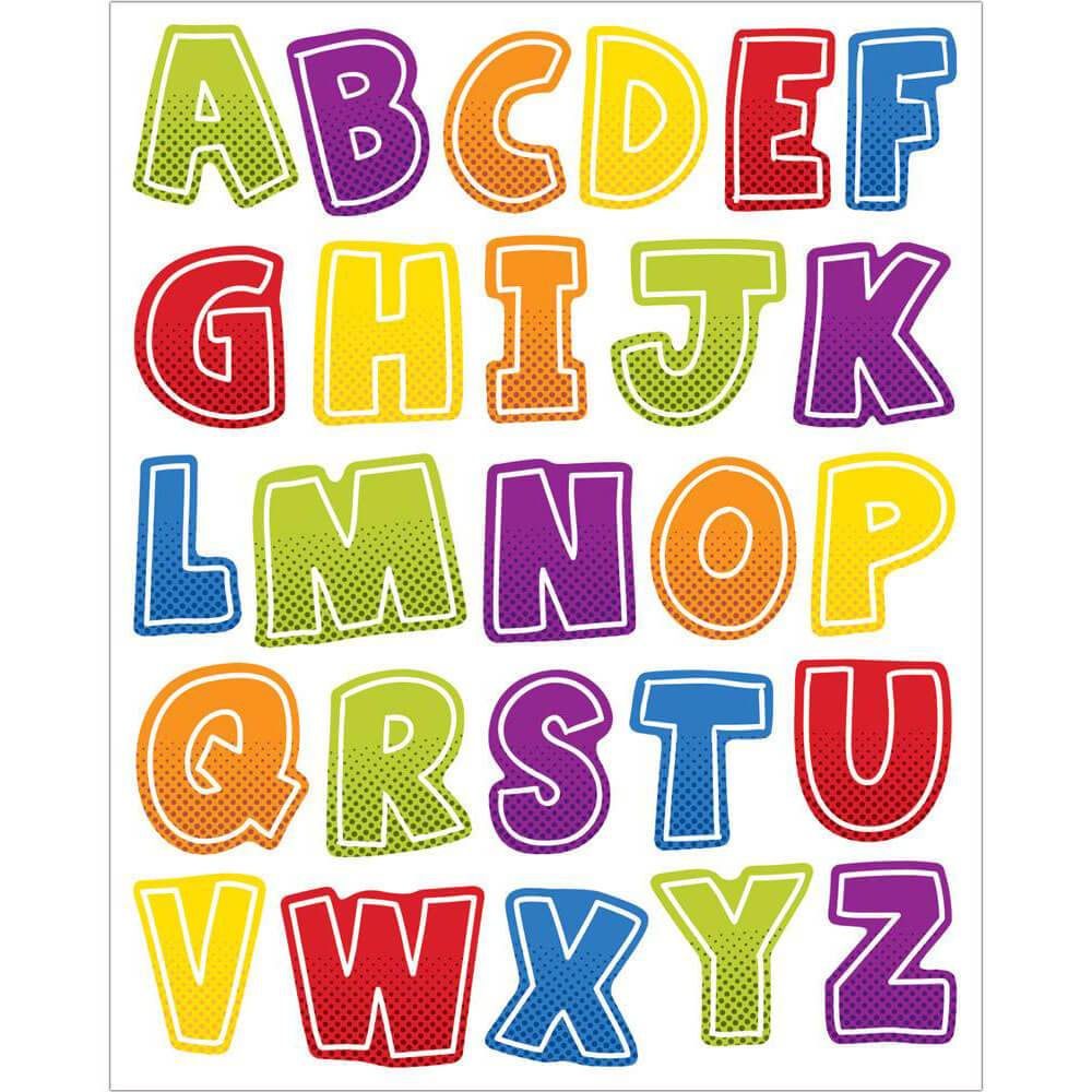 Super Power Alphabet Uppercase Letters Shape Stickers 